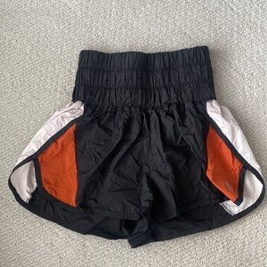 FP Movement by Free People Black Athletic Shorts with Orange and White Panels